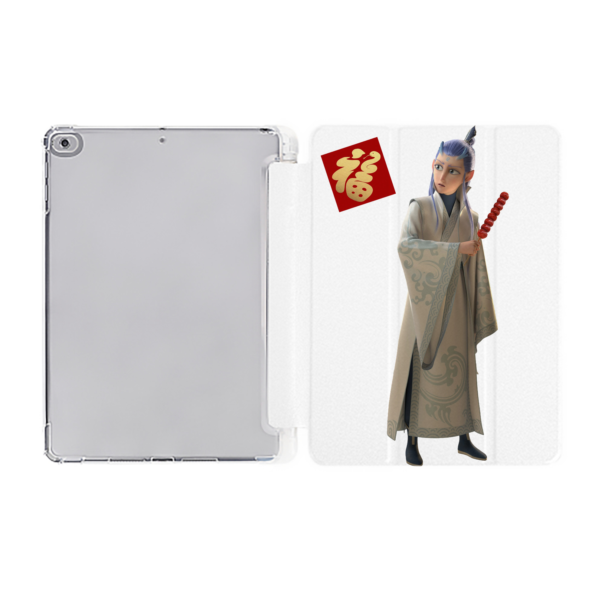 （画像用） Ne Zha 2 ナタ 魔童の大暴れ IPad ケース ペン収納付き 三つ折りスタンド PUレザー×シリコン 対応機種9.5/10.5/10.9インチ
